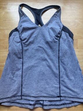 lululemon athletica Gray and Black Racerback Tank Top